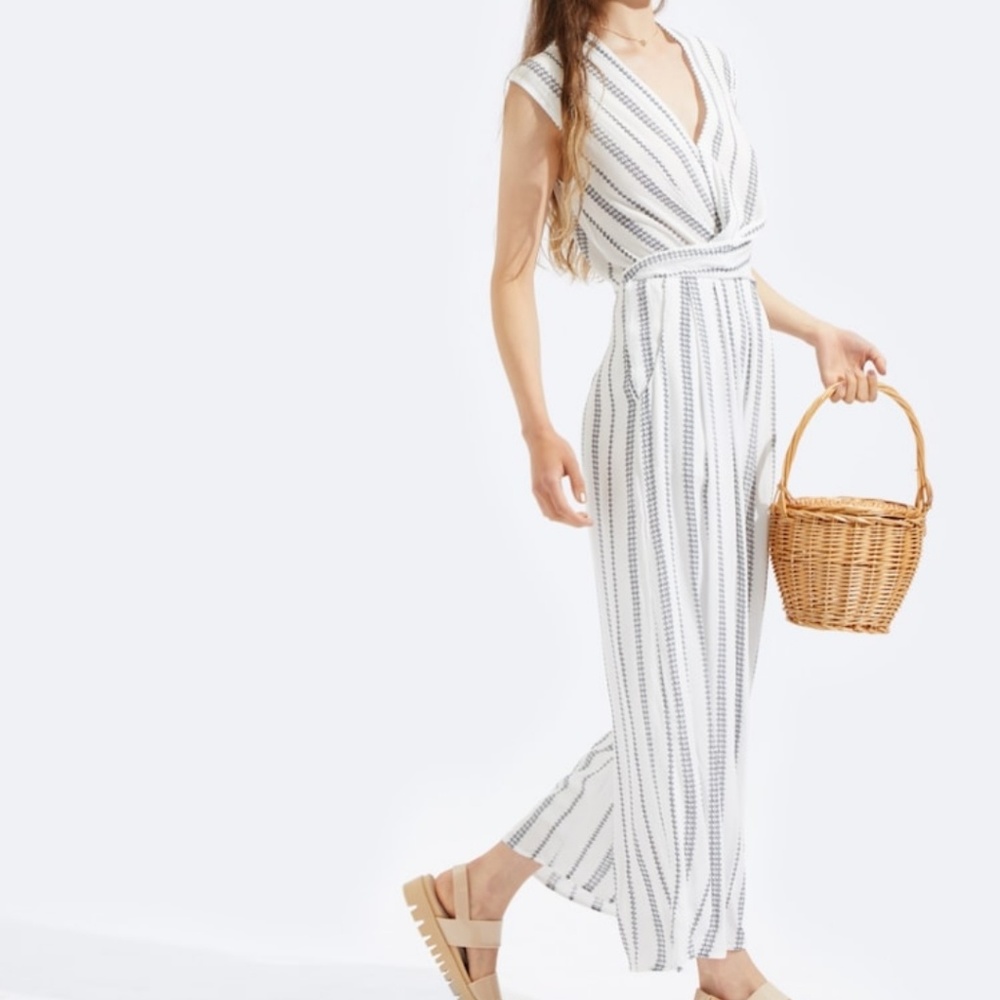 Navy and White Striped Jumpsuit